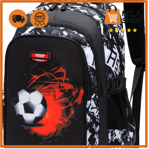 Schulrucksack fussball muster - schulrucksack,