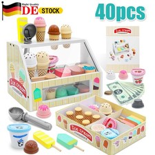 Eisdiele Kinder Holz Montessori Spielzeug ab 3 Jahre Holzspielzeug Kaufladen HOT