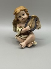 Engel Harfe Gilde Sitzend Weihnachten Deko 8cm Porzellan Figur Keramik