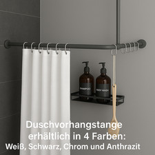 Duschvorhangstange Ecke U,L-förmig inkl. Deckenhalterung und Ringe Duschvorhang