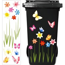 Blumenaufkleber Mülleimer