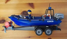 Playmobil Auflieger Trailer mit Boot Schnellboot Polizei Bundespolizei GSG 9