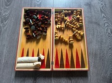 Backgammon Schach Holz aufklappbar 