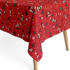 Jacquard Tischdecke beschichtete Baumwolle DUMAS ROJO Weihnachten
