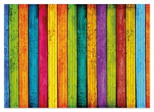 Wallario Duschmatte Bad Teppich Vorleger Buntes Holz - bunte Streifen Farbe