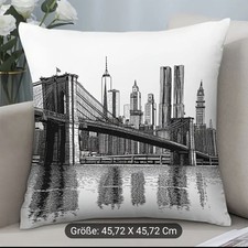 Kissenbezug Brooklynbridge, 45x45cm, Schwarz & Weiß, einseitig bedruckt