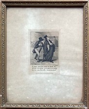 Bilderrahmen Goldstuck mit Radierung Jules Piel nach Honore Daumier Antik