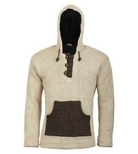 Herren Pullover Wolle Strickpulli Nepal Baja Hippie Goa Hoodie Kunst und Magie