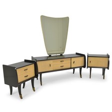 RETRO! Rockabilly Schlafzimmer-Ensemble Spiegelkommode und Nachttische schwarz