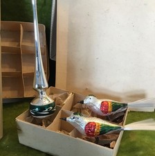 alter Weihnachtsschmuck Christbaumschmuck 2 Vögel 1 Baumspitze bunt 188