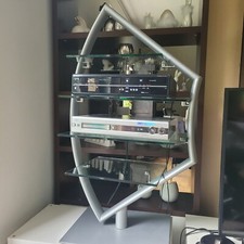 Design HiFi TV Rack Regal Glas Metall silber grau - für Receiver DVD-Player etc.