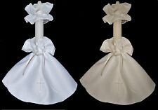 Kerzenrock Tropfschutz weiß ivory Perlen-Kreuz zu Kommunionkleid Anzug Taufe neu