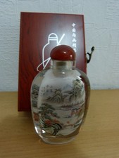 Seltenes Stück aus China, innen bemalte Flasche mit Umkiste, handbemalt,
