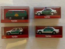 4 Herpa Polizei Modellautos 1:87 Opel Corsa,VW Bully-Bus,MB 300,MB OVP unbesp. 