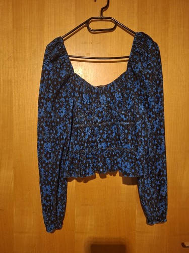 Zara bluse blau schwarz mit - zara,