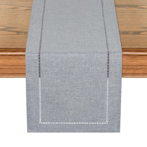 Tischläufer grau leinen boho - grau,