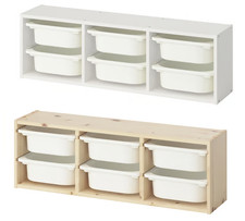 IKEA TROFAST Wandaufbewahrung mit 6 Boxen 99x21x30 cm Wandspielzeugkorb