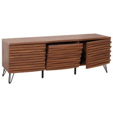 B-Ware TV-Rack MCW-M49, 3D-Design Staufächer, MDF 52x142x44cm, Walnuss-Optik