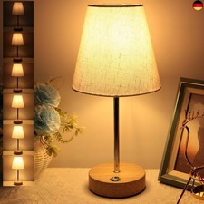 Tischlampe Kabellos, HSLighting Akku Tischleuchte mit Stoffschirm 3000mAh