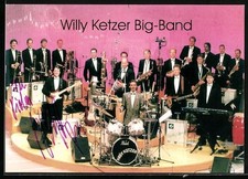 Musiker der Willy Ketzer Big-Band mit Instrumenten, Autogramme, Ansichtskarte 