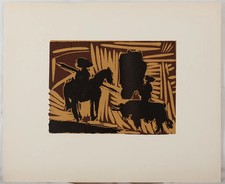 Pablo Picasso: Corrida, Einlauf Zulauf Stier - Linolschnitt