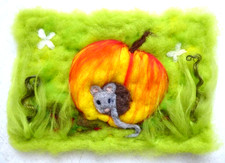 ♥WOLLBILD APFELMÄUSCHEN