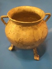 Antik Gusseiserner Hexenkessel Goldfarben 12 cm/H x 11cm Durchmesser 677gr