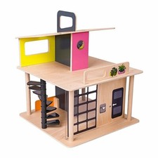 Ab 3 Jahre Kinder Holz Bausatz Puppenhaus ca. 37 x 43 cm 4 Zimmer auf 2 Etagen