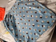 Babydecke Decke Blau Gemustert Eicheln 72x65 Cm