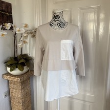 COS Damen Oberteil Gr S Bluse Und Pullover Beige Weiß Oversized Top Design