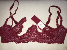 Hebe-BH offener BH mit Spitze Spitzen-BH Gr.XL weinrot neu