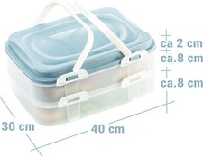 Party Container Kuchenbehälter Lebensmittel Transportbox  mit Tragegriffen Blau