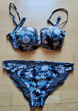 Bikini von Marc O`POLO  gefüttert Rückenschließe dünne Träger schwarz floral