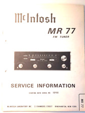 Original McIntosh MR77 FM Tuner Service Information - BA001093
