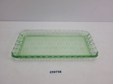 Glas Platte alt antik Pressglas grün Küche Haushalt 29,8x14,7cm #259758