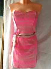 k412 Neu H&M Bandeau midi Kleid S 36 38 Pink beige Figurbetont Fest Abend Damen