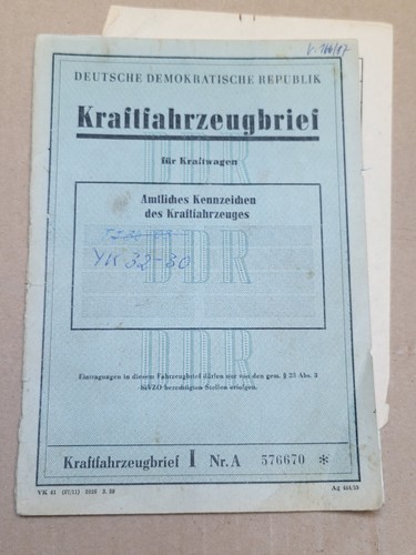 Ddr kfz brief - ddr,