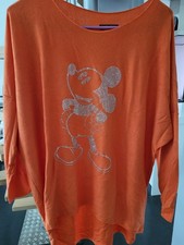 Kuschel Pullover Pulli Italy Orange Mickey Mouse Maus Gr. 38 - 42 Oversize