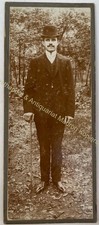 orig. CDV Foto Fotografie Mann Herr Bild alt Mode um 1890 Zylinder Hut Gehstock