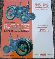 Retro Blechschild Oldtimer Traktor Lanz 25 PS Allzweck Bulldog Schlepper 40x33cm