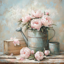 Wandbild Rosen Gießkanne