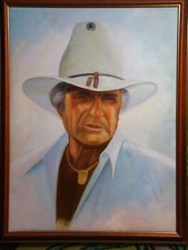 Original Zeichnung Öl auf Leinwand Jock Ewing  Jim Davis , eingerahmt , Dallas 