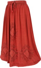 Bestickter Boho Hippierock, indischer Maxirock - rot/Design 9