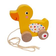 Nachziehtier Ente aus Holz gelb Kleinkind Ziehspielzeug Motorik