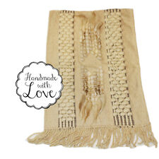 Handarbeit Unikat 100 % Wolle Walkwolle Teppich Brücke Vorleger Natur Beige NEU