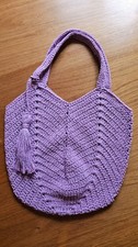 Tasche  lila, handgehäkelte Baumwolle 31cm x 33cm, Neu