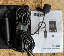 BOYA BY-DM1 - Lavalier-Mikrofon für iPhone (Lightning), langes Kabel, Tasche