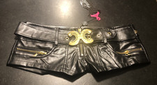 Shorts schwarz Damen Kunstleder mit goldfarbenen Akzenten Größe M Hotpants