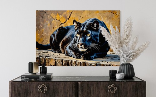 Puma leinwand bild farbig - puma,
