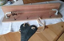 alter Überhandtuch -Halter  Holz Küche Landhaus Deko ,65 x 12cm b. +Schieferherz